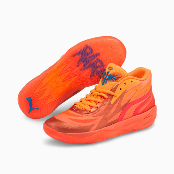 MB.02 Unisex Basketball Shoes, Fiery Coral-Ultra Orange, extralarge-IND
