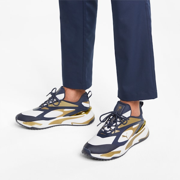 メンズ ゴルフ PUMA x PTC GS ファスト スパイクレス シューズ, Navy Blazer-Gold-Puma White, extralarge-JPN