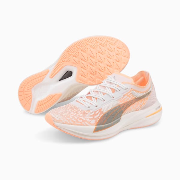 Deviate NITRO Elite Wildwash Women's Running Shoes, Puma White-Fizzy Melon, extralarge