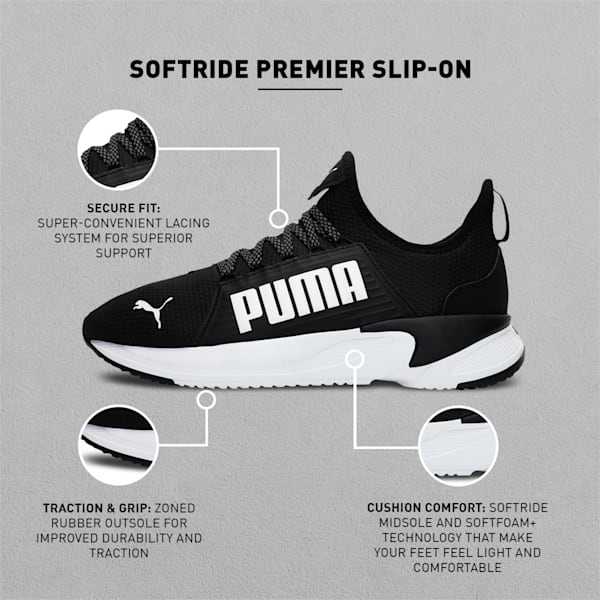 SOFTRIDE Premier Slip-On Men's Walking Shoes, Puma Black-Puma White, extralarge-IND