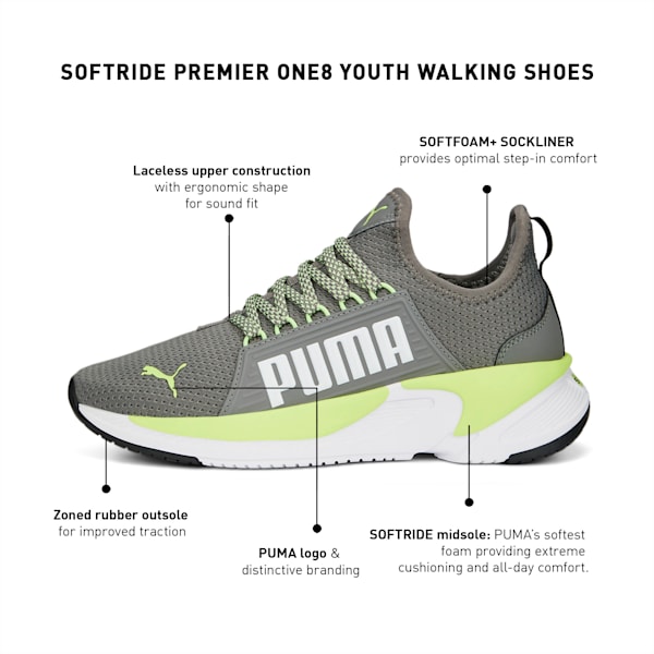 Softride Premier One8 Youth Walking Shoes, Cast Iron-Lily Pad, extralarge-IND