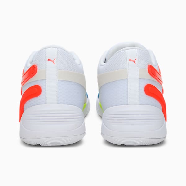 TRC Blaze Court Unisex Basketball Shoes, Puma White-Cherry Tomato, extralarge-IND