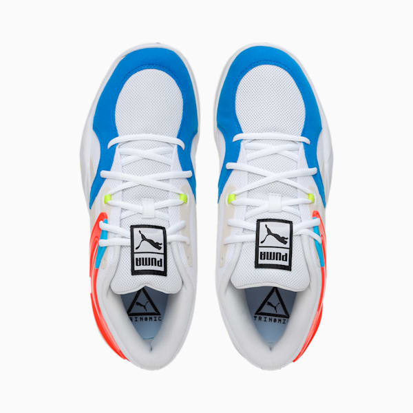 TRC Blaze Court Unisex Basketball Shoes, Puma White-Cherry Tomato, extralarge-IND