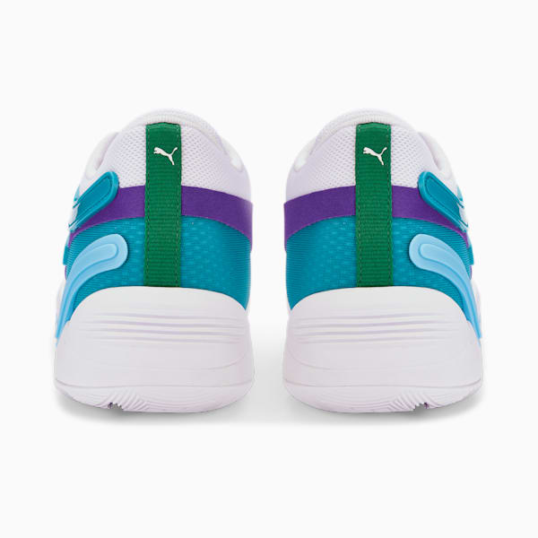 TRC Blaze Court Basketball Shoes, Puma White-Deep Aqua, extralarge-IND