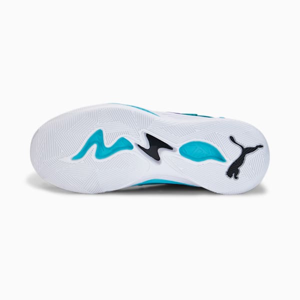 TRC Blaze Court Basketball Shoes, Puma White-Deep Aqua, extralarge-IND