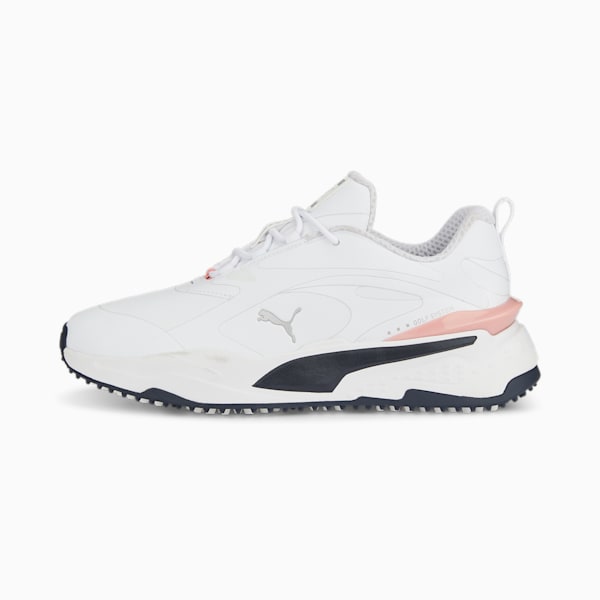 ウィメンズ ゴルフ GS ファスト ラバーソール スパイクレス シューズ, PUMA White-Navy Blazer-Flamingo Pink