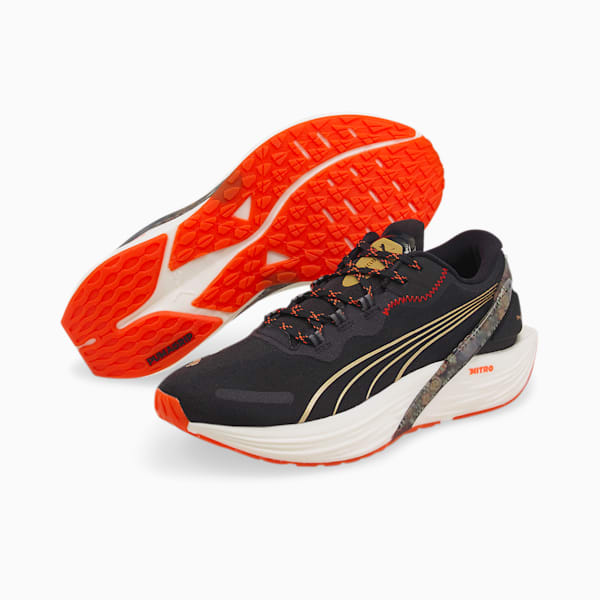 Run XX Frida 1 Nitro Women's Running Shoes, Puma Black-Firelight-Puma Team Gold, extralarge-GBR
