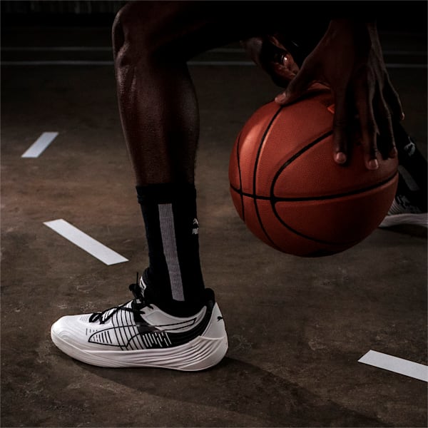 Fusion Nitro Basketball Shoes, Puma White-Puma Black