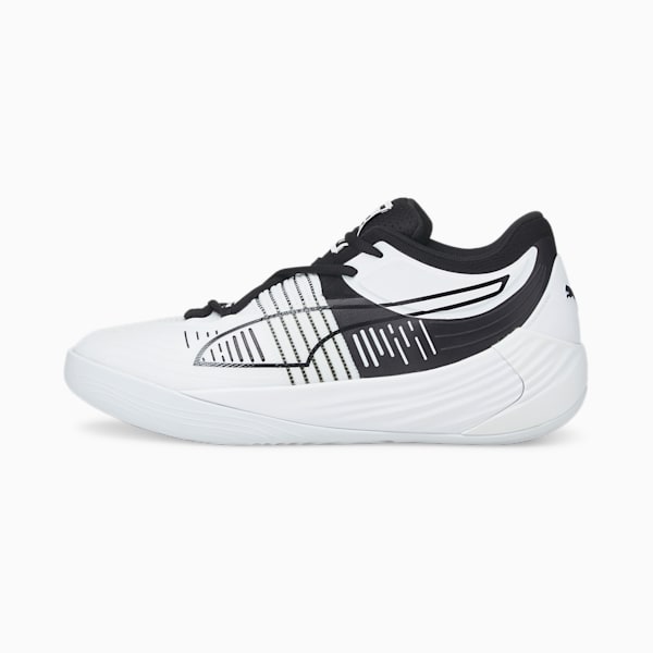 Fusion Nitro Basketball Shoes, Puma White-Puma Black, extralarge