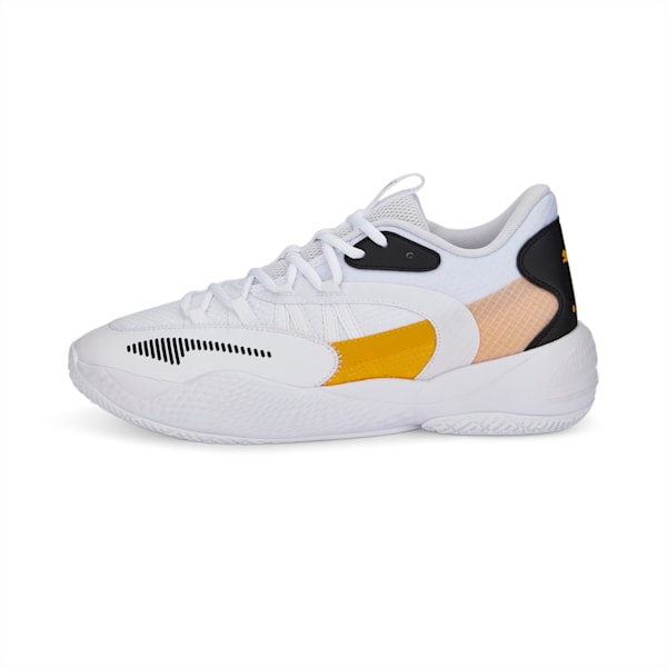 Court Rider 2.0 Unisex Basketball Shoes, Puma White-Spectra Yellow