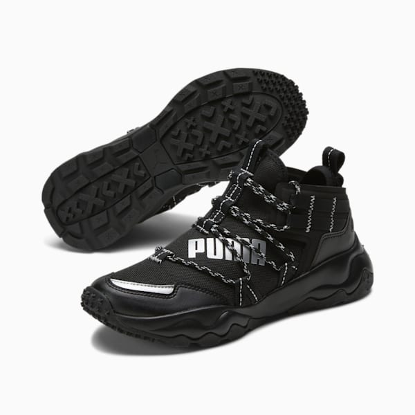 Ember Demi Trail Women's Hiking Shoes, Puma Black-Metallic Silver, extralarge