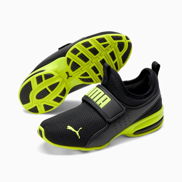 Chaussures à enfiler Axelion Enfant et Adolescent, Puma Black-Yellow Alert, extralarge