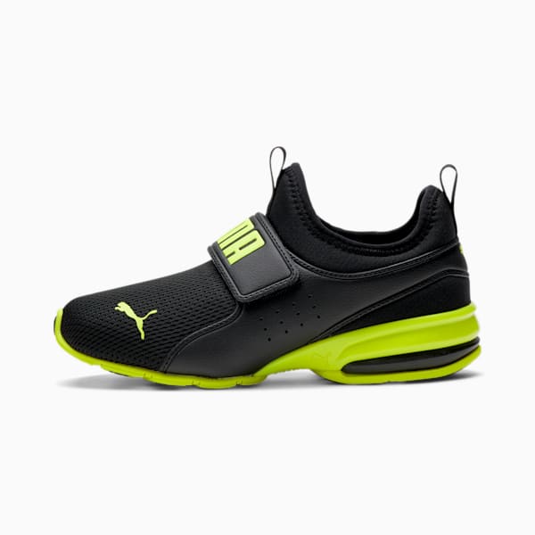 Axelion Slip-On Big Kids' Sneakers, Puma Black-Yellow Alert, extralarge