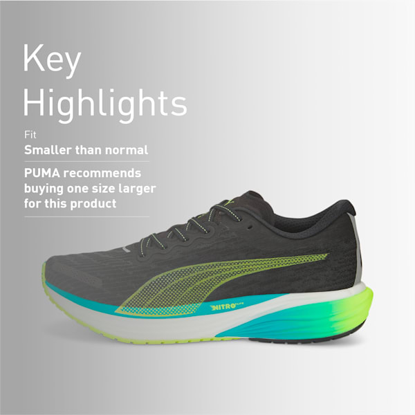 Deviate Nitro 2 Men's Running Shoes, Puma Black-Deep Aqua-Lime Squeeze