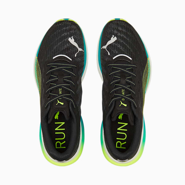 Deviate NITRO 2 Men's Running Shoes, Puma Black-Deep Aqua-Lime Squeeze, extralarge-IND
