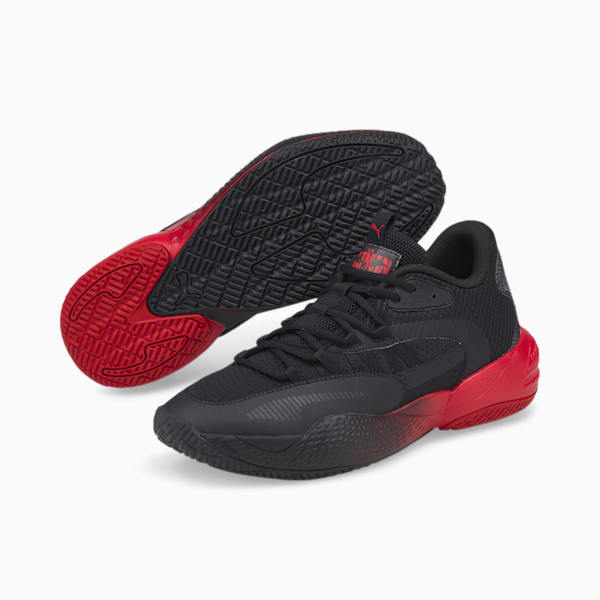 PUMA x BATMAN Court Rider 2.0 Basketball Shoes, Puma Black-Barbados Cherry, extralarge