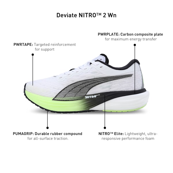 Deviate NITRO™ 2 Women's Running Shoes, Puma White-Fizzy Apple-Puma Black, extralarge-IND