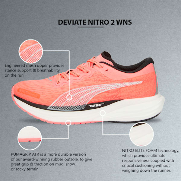 Deviate NITRO 2 Women's Running Shoes, Sunset Glow-Puma Black, extralarge-IND