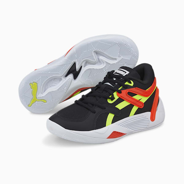 Zapatos de básquetbol para jóvenes TRC Blaze Court, Puma Black-Cherry Tomato, extralarge