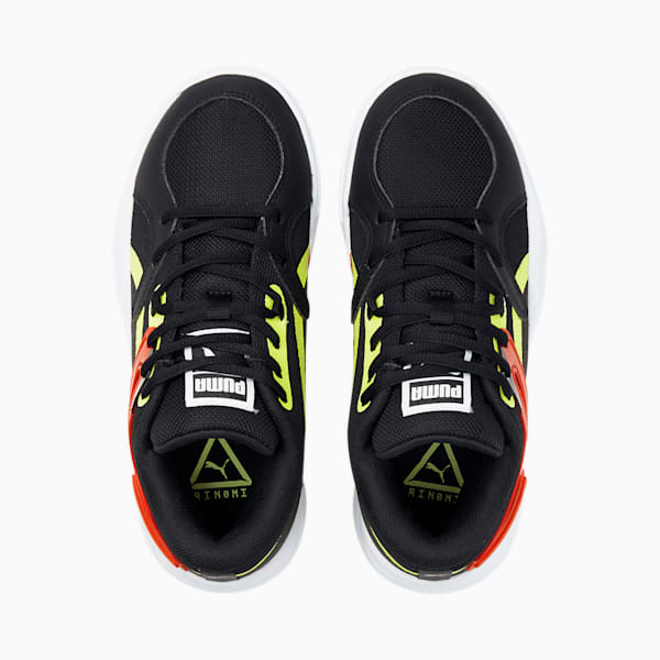 TRC Blaze Court Youth Basketball Shoes, Puma Black-Cherry Tomato