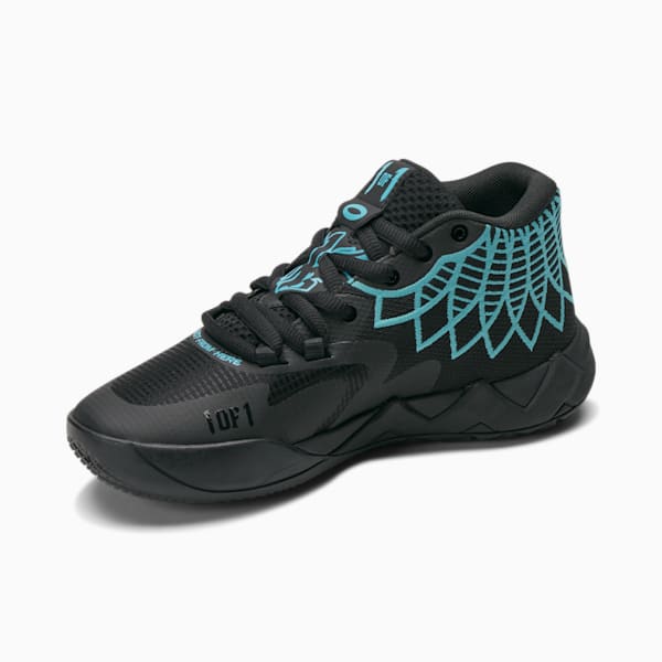 MB.01 Basketball Shoes Big Kids, Puma Black-Blue Atoll, extralarge