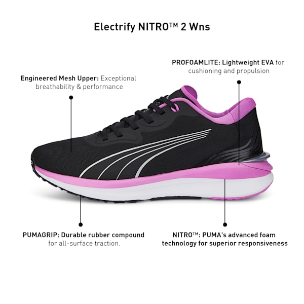 Electrify NITRO™ 2 Women's Running Shoes, Puma Black-Electric Orchid-Metallic Silver, extralarge-IND