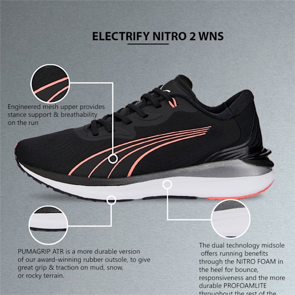 Electrify NITRO 2 Running Shoes Women, Puma Black-Carnation Pink
