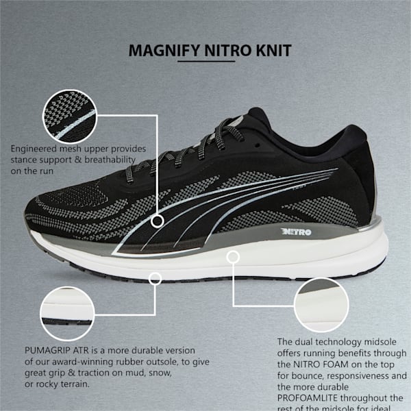 Magnify NITRO™ Knit Men's Running Shoes, Puma Black-CASTLEROCK-Puma White, extralarge-IND