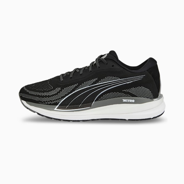 Magnify Nitro Knit Men's Running Shoes, Puma Black-CASTLEROCK-Puma White, extralarge-IND