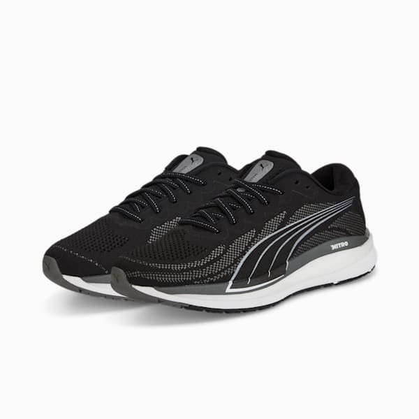 Magnify Nitro Knit Women's Running Shoes, Puma Black-CASTLEROCK-Puma White, extralarge-IND