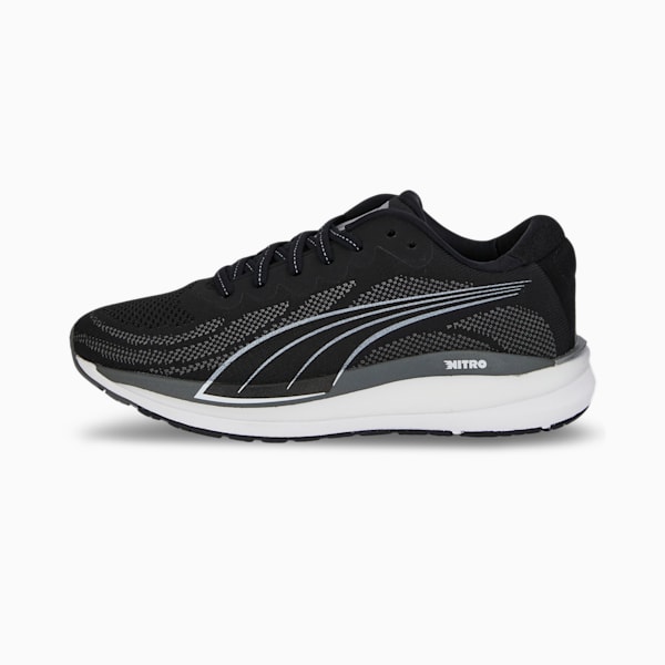 Magnify Nitro Knit Women's Running Shoes, Puma Black-CASTLEROCK-Puma White, extralarge-IND