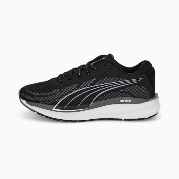 Magnify NITRO Knit Women's Running Shoes, Puma Black-CASTLEROCK-Puma White