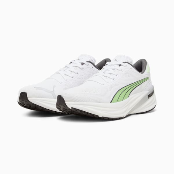 メンズ マグニファイ ニトロ 2 ランニングシューズ, PUMA White-Glacial Gray-Speed Green, extralarge-JPN