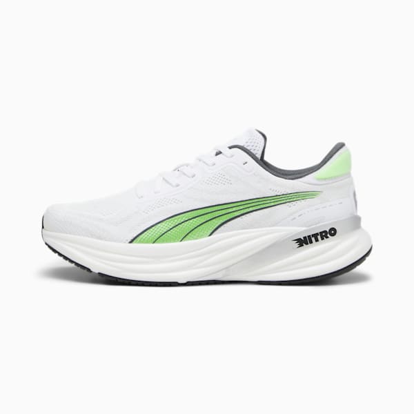 メンズ マグニファイ ニトロ 2 ランニングシューズ, PUMA White-Glacial Gray-Speed Green, extralarge-JPN