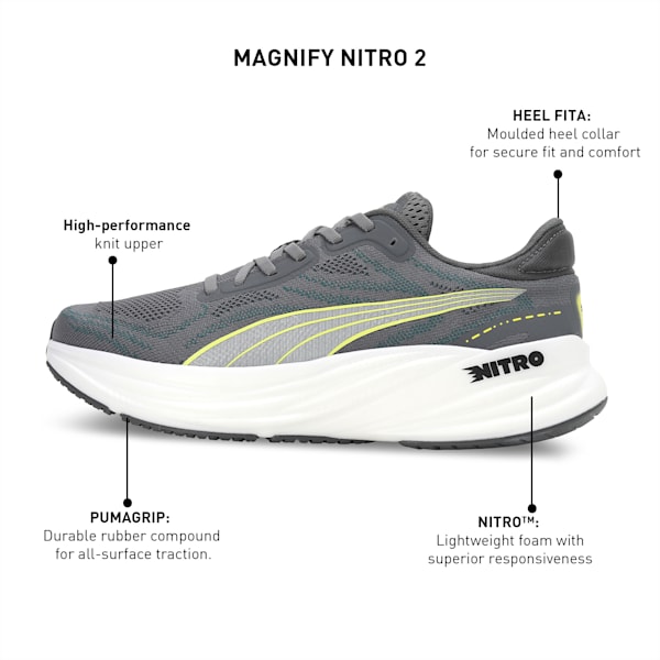 Magnify NITRO™ 2 Men's Running Shoes, Cool Dark Gray-Yellow Burst-Ash Gray, extralarge-IND