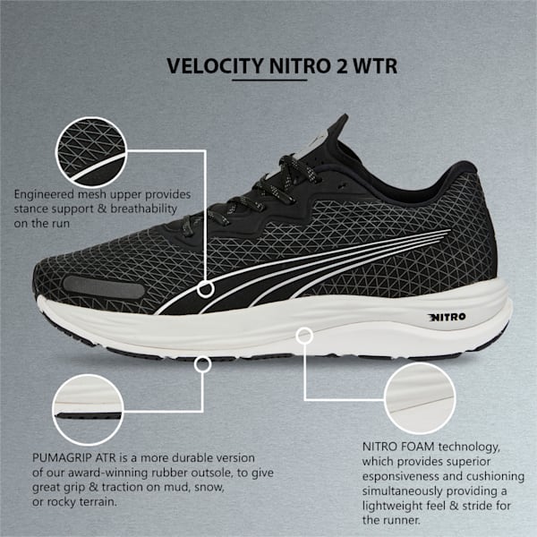 Velocity NITRO 2 WTR Running Shoes Men, Puma Black-Nimbus Cloud