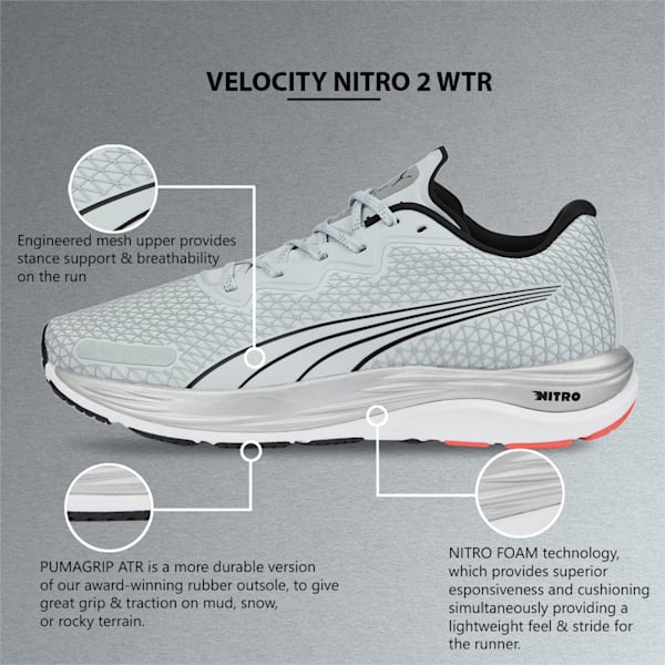 Velocity NITRO™ 2 WTR Men's Running Shoes, Platinum Gray-PUMA Black, extralarge-IND