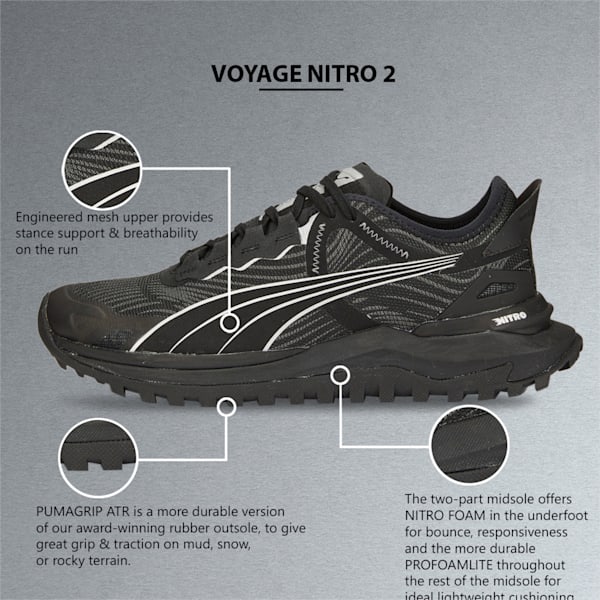 Voyage NITRO™ 2 Men's Trail Running Shoes, Puma Black-Metallic Silver, extralarge-IND