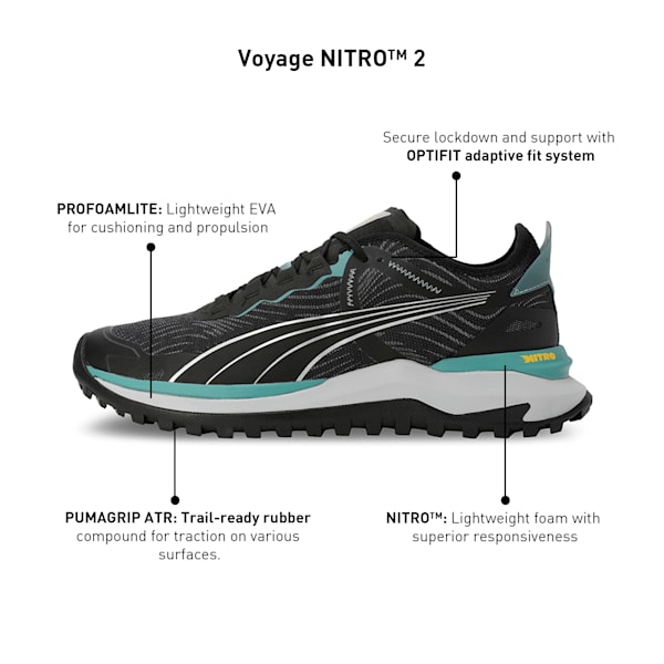 Voyage NITRO™ 2 Men's Trail Running Shoes, PUMA Black-Adriatic-PUMA Silver, extralarge-IND