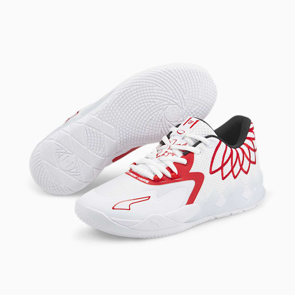 MB.01 Lo Basketball Shoes, PUMA White-High Risk Red