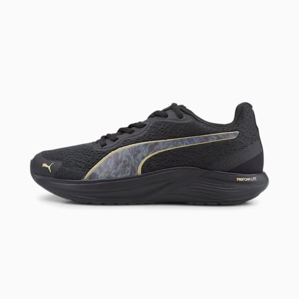 Feline Profoam Safari Glam Running Shoes Women, Puma Black-Puma Team Gold, extralarge-IND