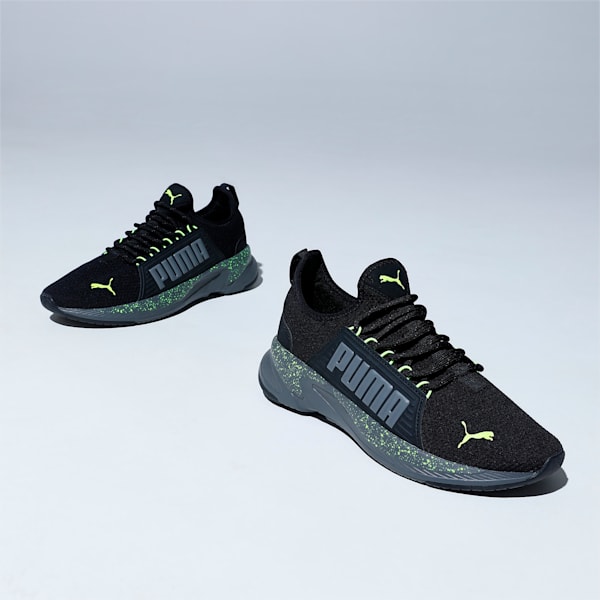 SOFTRIDE Premier So Splatter Men's Running Shoes, CASTLEROCK-Puma Black-Lime Squeeze, extralarge-IND