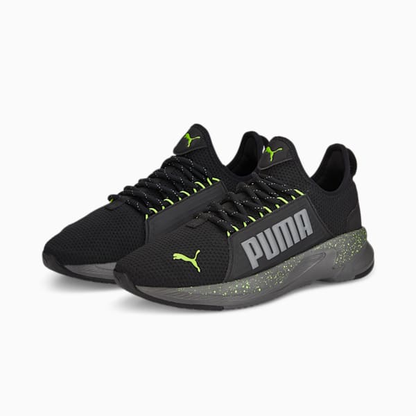 SOFTRIDE Premier So Splatter Men's Running Shoes, CASTLEROCK-Puma Black-Lime Squeeze, extralarge-IND