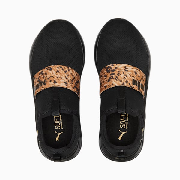 SOFTRIDE Sophia Slip-On Safari Women's Running Shoes, Puma Black-Puma Team Gold, extralarge-IND
