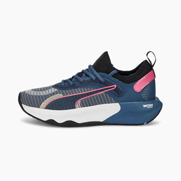 Tenis de entrenamiento PWR XX NITRO para mujer, Evening Sky-Puma Black-Sunset Pink, extralarge