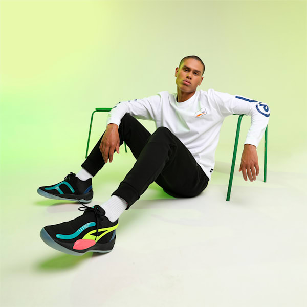Rise NITRO Basketball Shoes, Puma Black-Sunset Glow, extralarge-IND