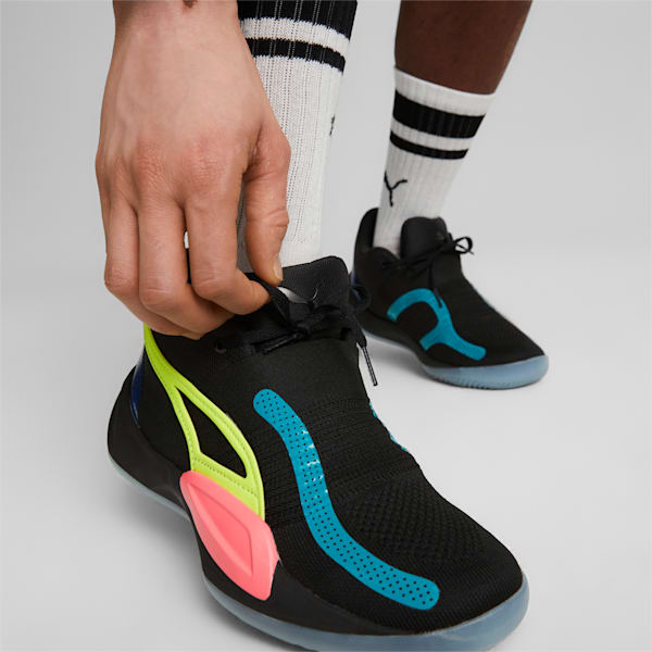 Rise NITRO Unisex Basketball Shoes, Puma Black-Sunset Glow, extralarge-IND
