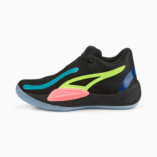 Rise NITRO Unisex Basketball Shoes, Puma Black-Sunset Glow, extralarge-AUS