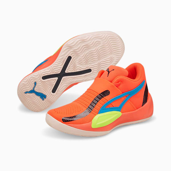 Zapatos de básquetbol Rise NITRO™ para hombre, Fiery Coral-Lime Squeeze, extragrande
