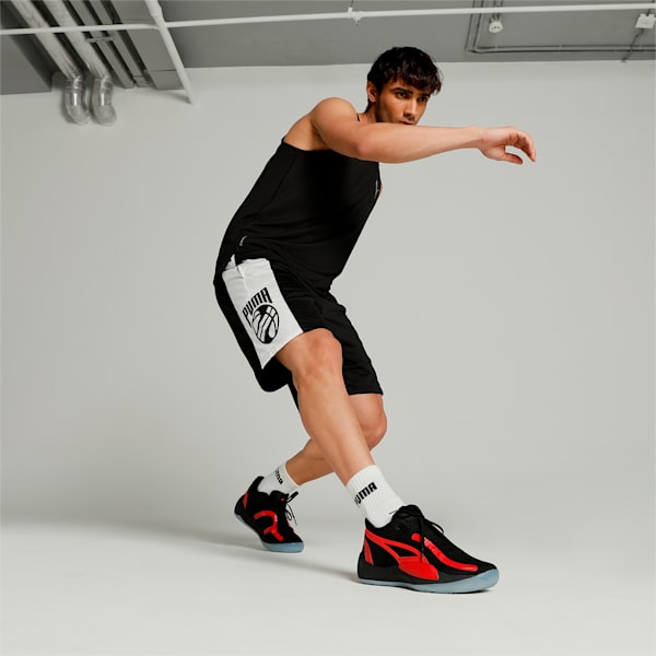 Rise NITRO Basketball Shoes, PUMA Black-For All Time Red, extralarge-IND